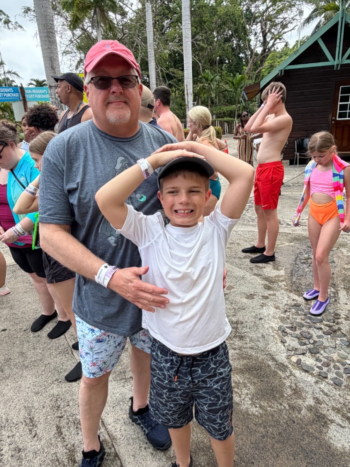 A father and son after their Dunn’s River Falls climb