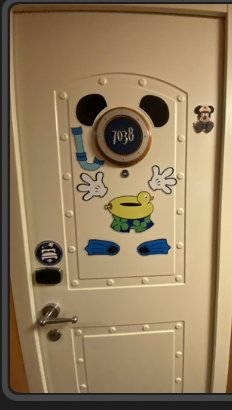 Mickey snorkeling door magnets on a Disney cruise stateroom